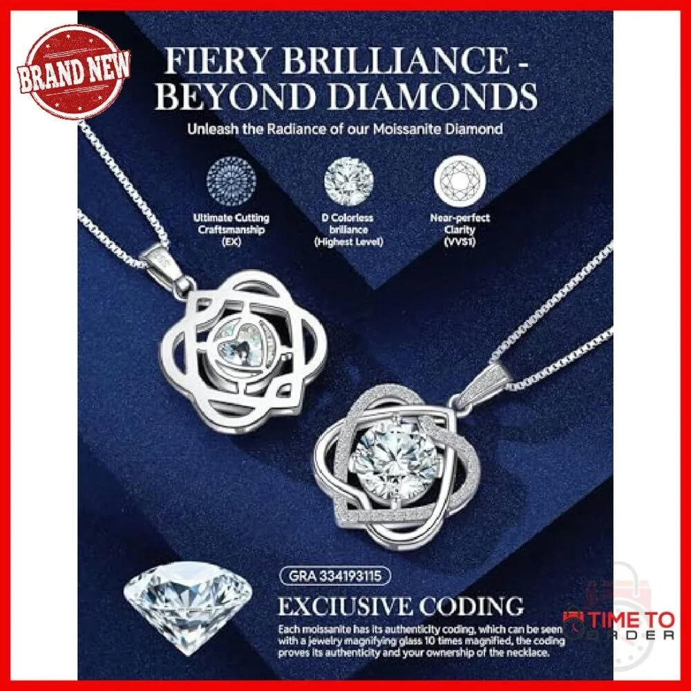 5 Carat Moissanite Heart Pendant Necklace, 925 Sterling Silver